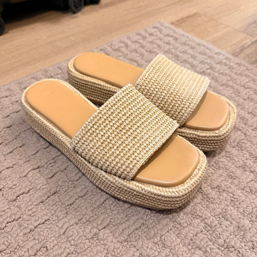 Platform espadrille sandals raffia size 8.5
